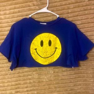 blue cropped smiley shirt from rainbow